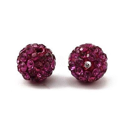 Fuchsia Round Grade A Pave Disco Ball Beads X-RB-H258-8MM-502-1
