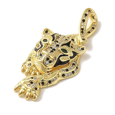 Rack Plating Brass Micro Pave Black Cubic Zirconia Pendants KK-P267-03B-G-1