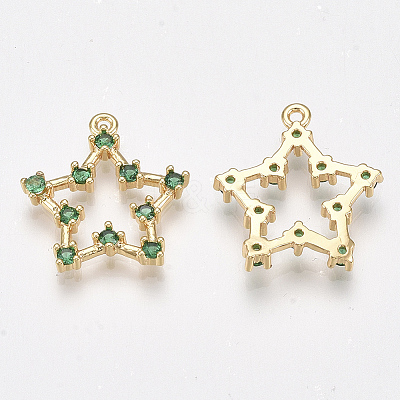 Brass Cubic Zirconia Pendants KK-T038-505D-1