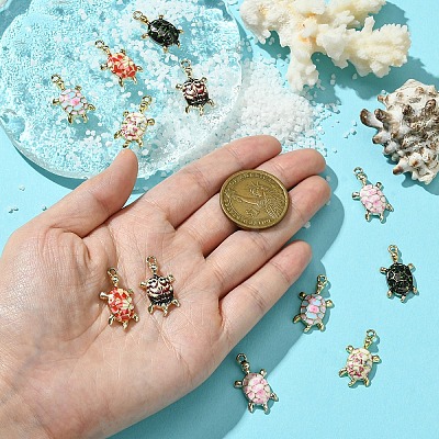 12Pcs 6 Colors Alloy Enamel Pendants FIND-YW0004-60-1