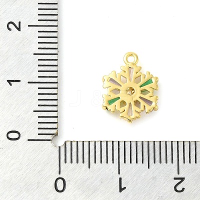 Snowflake Real 18K Gold Plated Rack Plating Brass Micro Pave Cubic Zirconia Pendants Charms KK-S396-11A-1
