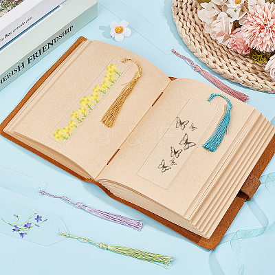 DIY Bookmark Making Kits. with Transparent Acrylic & Polyester Tassel Decoration DIY-SP0001-92E-1