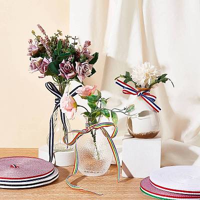 Flat Striped Grosgrain Polyester Ribbons EC-WH0003-13-B01-1