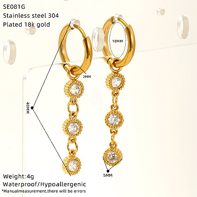 304 Stainless Steel Pave Cubic Zirconia Hoop Earrings for Women WGDFE33-01-1