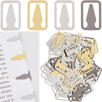 80Pcs 4 Colors 304 Stainless Steel Bookmarks FIND-SC0008-27-1