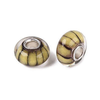 Handmade Lampwork & Brass Core European Beads LAMP-N044-01S-04-1