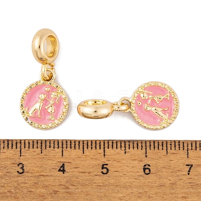 Rack Plating Alloy Pink Enamel European Dangle Charms FIND-C055-15G-1