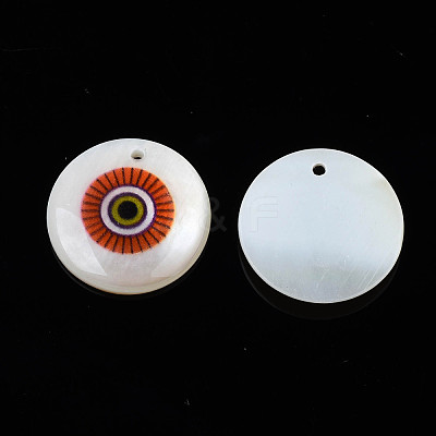 Printed Freshwater Shell Charms SHEL-T009-20E-1