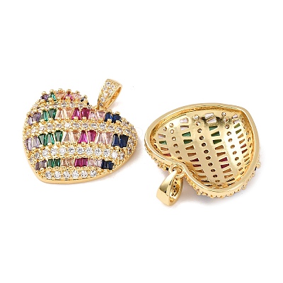 Brass Micro Pave Cubic Zirconia Pendants KK-K408-74G-1