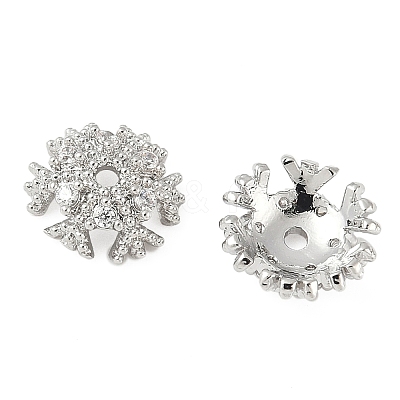 Brass Micro Pave Clear Cubic Zirconia Bead Caps KK-V015-32P-1