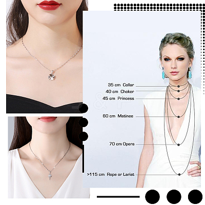Anti-Tarnish 2Pcs Rhodium Plated 925 Sterling Silver Boston Link Chain Necklaces Set STER-BBC0006-13B-1