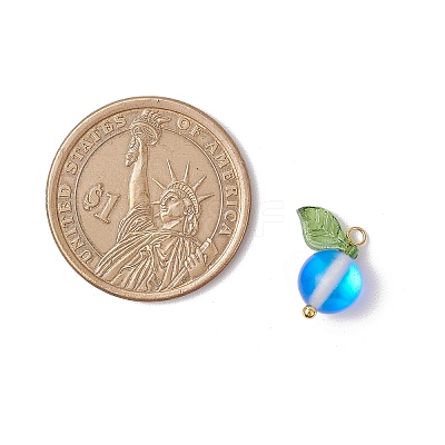 Dyed Frosted Synthetic Moonstone Round Charms PALLOY-TA00253-1