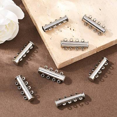 Non-Tarnish 4-Strands 304 Stainless Steel Slide Lock Clasps STAS-H402-35P-01-1