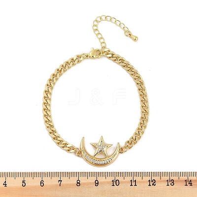 Brass Micro Pave Clear Cubic Zirconia Charm Bracelets BJEW-M050-01G-01-1