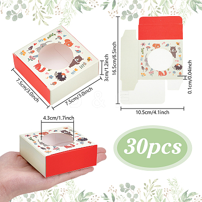 Animal Printed Cardboard Paper Handmade Soap Packaging Boxes with Round Visible Window CON-WH0086-178A-1