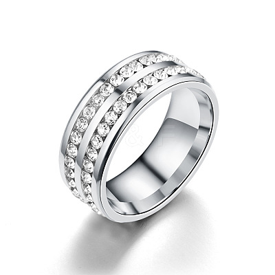 201 Stainless Steel Rhinestone Finger Ring FS-WGE7DD5-05-1