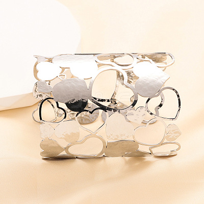 304 Stainless Steel Cuff Bangles for Women BJEW-V006-01A-P-1