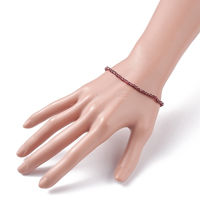 3mm Natural Garnet Beads Stretch Bracelet for Girl Women BJEW-JB07284-03-1