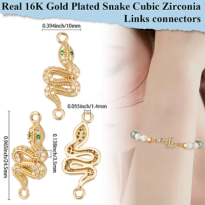 9Pcs Brass Micro Pave Cubic Zirconia Links/Connectors ZIRC-BBC0003-29-1