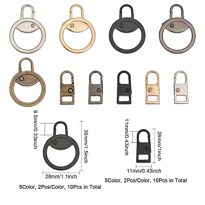20Pcs 10 Style Zinc Alloy Zipper Puller FIND-CA0007-89-1