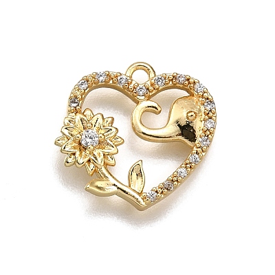 Brass Micro Pave Clear Cubic Zirconia Pendants KK-G530-01C-G-1
