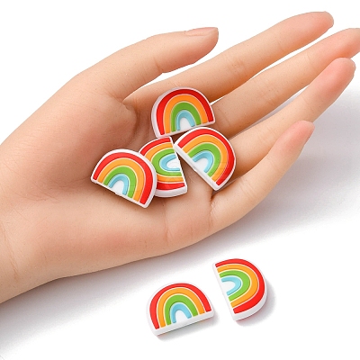 6Pcs Food Grade Eco-Friendly Silicone Focal Beads SIL-YW0001-04F-1