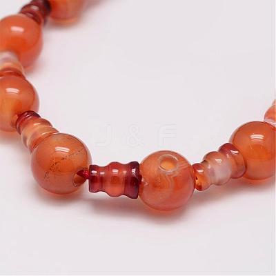 Natural Carnelian 3-Hole Guru Bead Strands G-K149-32B-1