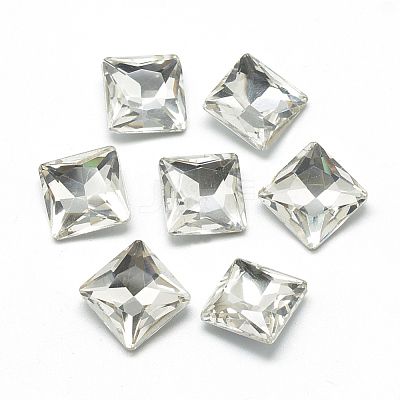 Pointed Back Glass Rhinestone Cabochons RGLA-T027-14x14mm-01-1
