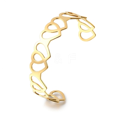304 Stainless Steel Cuff Bangles BJEW-S172-01G-1