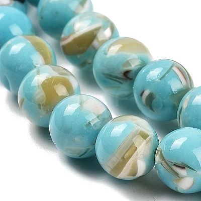 Assembled Synthetic Stone and Trochus Shell Beads Strands G-B128-08B-06-1