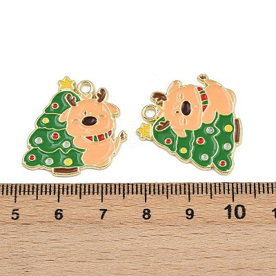 Christmas Deer Theme Alloy Enamel Pendants ENAM-D304-01A-G-1