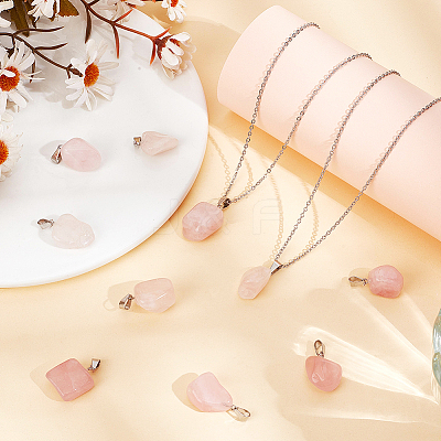 20Pcs Natural Rose Quartz Pendants G-BBC0001-50D-1