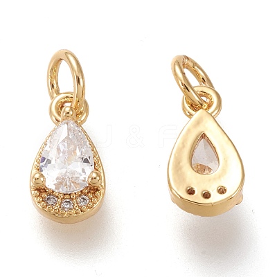Brass Micro Pave Clear Cubic Zirconia Charms KK-F820-15C-G-1