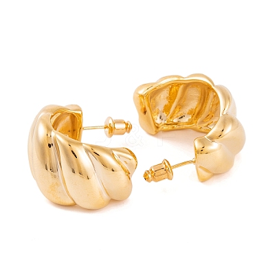 Twist C-Shaped Brass Half Hoop Stud Earrings for Women EJEW-G391-17G-1