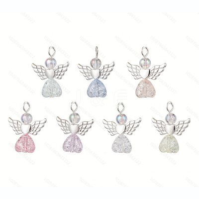60Pcs Heart Angel Acrylic Pendant Decorations HJEW-JM02538-01-S-1