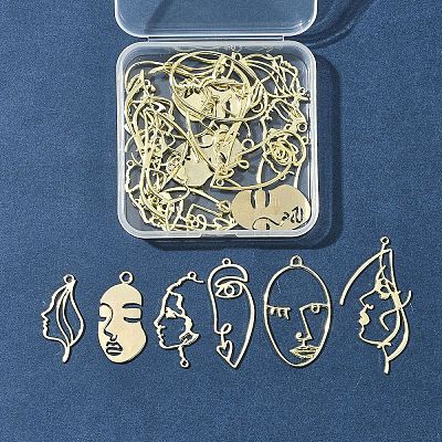 24Pcs 6 Styles Alloy Open Back Bezel Pendants FIND-FS0003-36-1