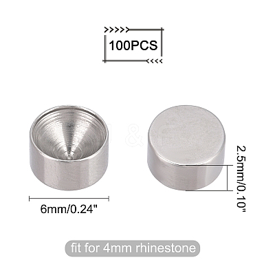 100Pcs 304 Stainless Steel Rhinestone Settings STAS-UN0030-67-1