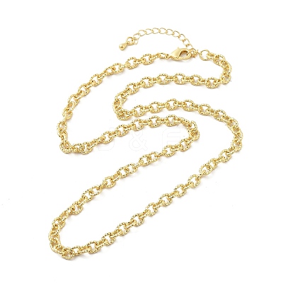Brass Textured Cable Chain Necklaces NJEW-A042-12G-02-1