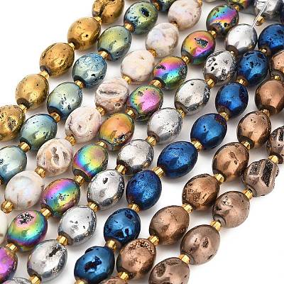 Electroplated Natural Druzy Geode Crystal Beads Strands G-F833-O01-01-1