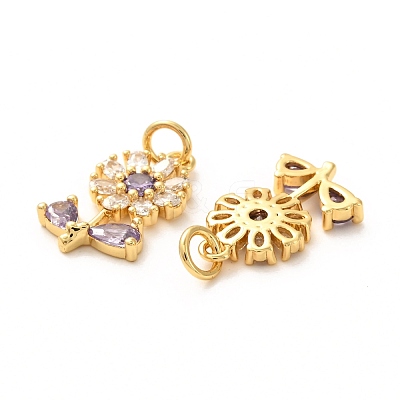 Brass Micro Pave Lilac Cubic Zirconia Pendants ZIRC-P086-21G-1