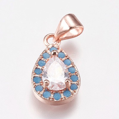 Brass Micro Pave Cubic Zirconia Pendants KK-I614-063RG-1