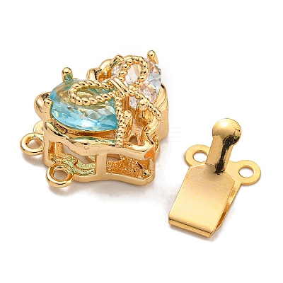 Brass Micro Pave Cubic Zirconia Box Clasps KK-U037-40G-B-1