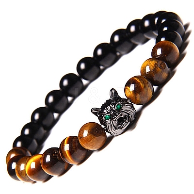 Natural Tiger Eye Stretch Bracelets PW-WG014ED-03-1