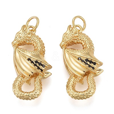 Brass Micro Pave Black Cubic Zirconia Pendants KK-F821-39-1