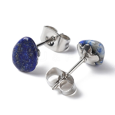 Raw Nuggets Natural Gemstone Stud Earrings EJEW-K253-01P-1