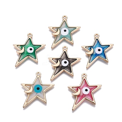 Alloy Enamel Pendants ENAM-F143-04-G-1