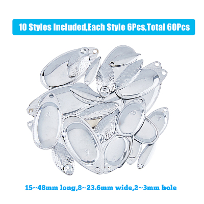 60Pcs 10 Style Teardrop & Horse Eye & Oval Iron Fishing Lures DIY-FH0005-25-1