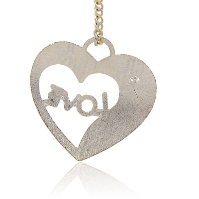 Cute Valentines Day Gift Ideas Platinum Plated Alloy Rhinestone Pendants ALRI-J088-01P-1