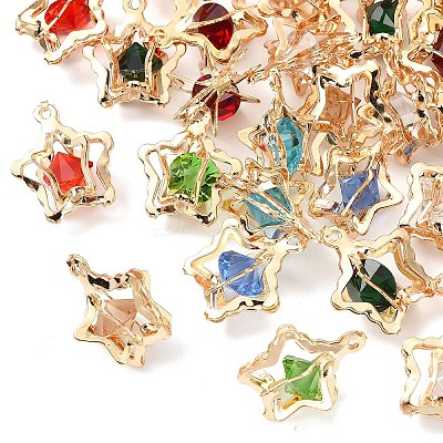 40Pcs 8 Colors Rhinestone Pendants IFIN-YW0003-95-1