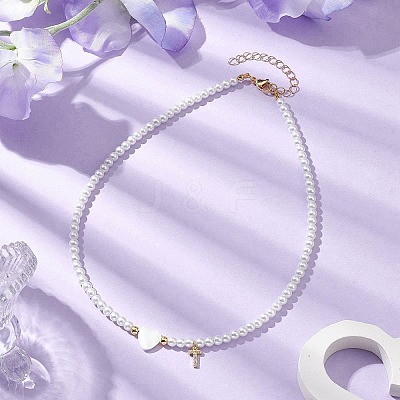 Brass Micro Pave Grade AAA Cubic Zirconia Letter Pendant Necklaces NJEW-JN04771-20-1